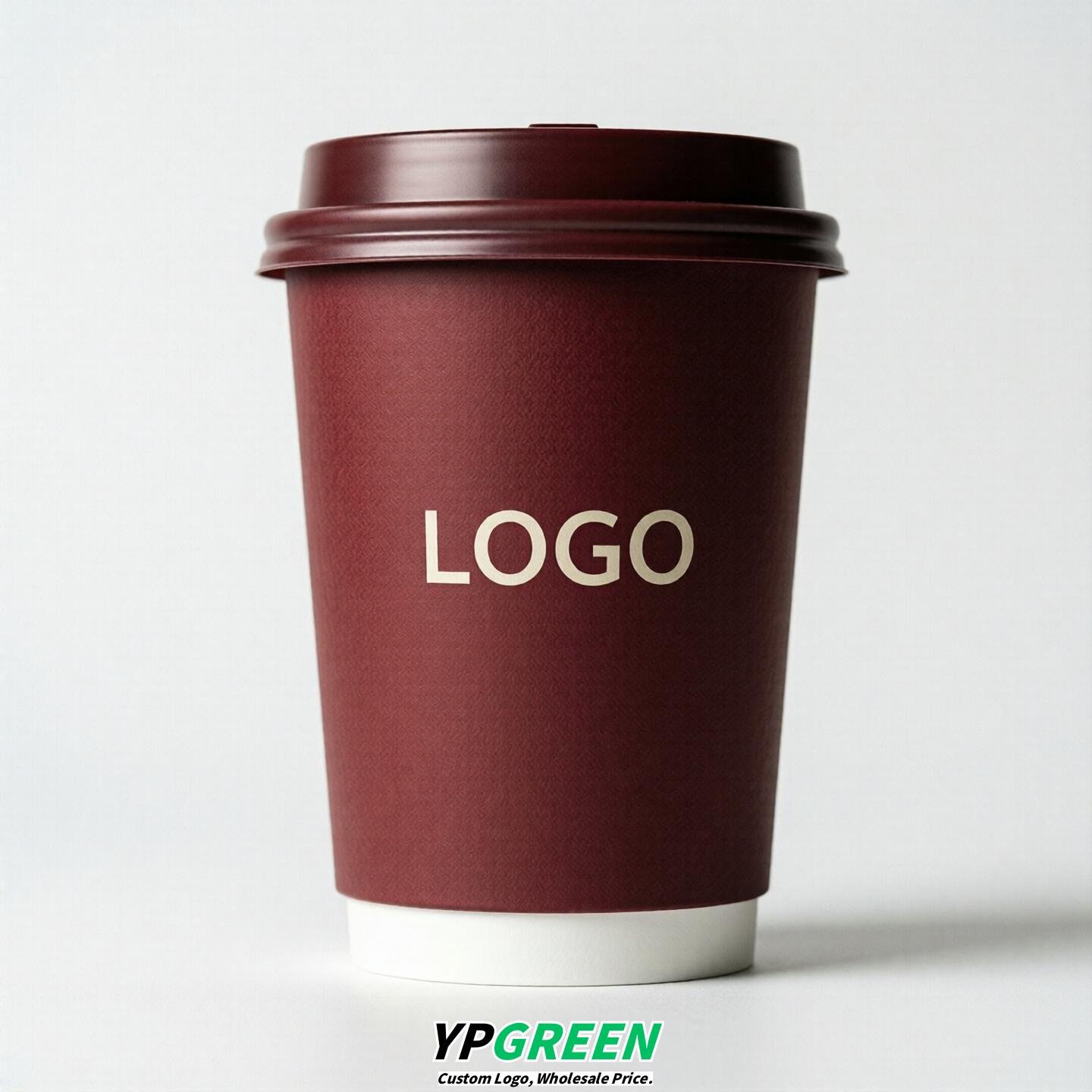 Crimson Custom Logo Paper Cups: 8-24oz & Double Wall