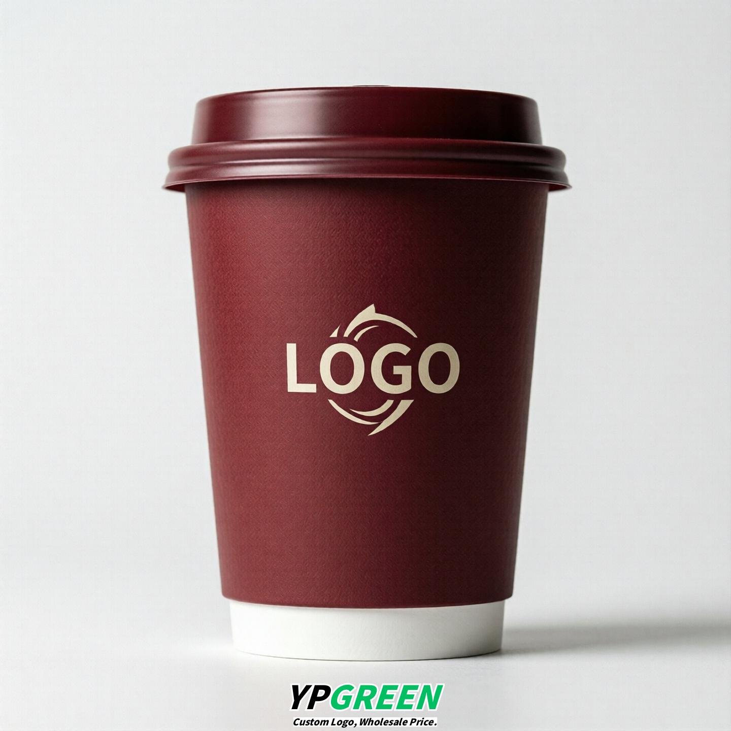 Crimson Custom Logo Paper Cups: 8-24oz & Double Wall