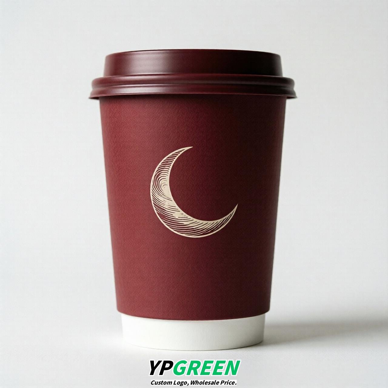 Crimson Moon Paper Cups with Lids 8-24oz