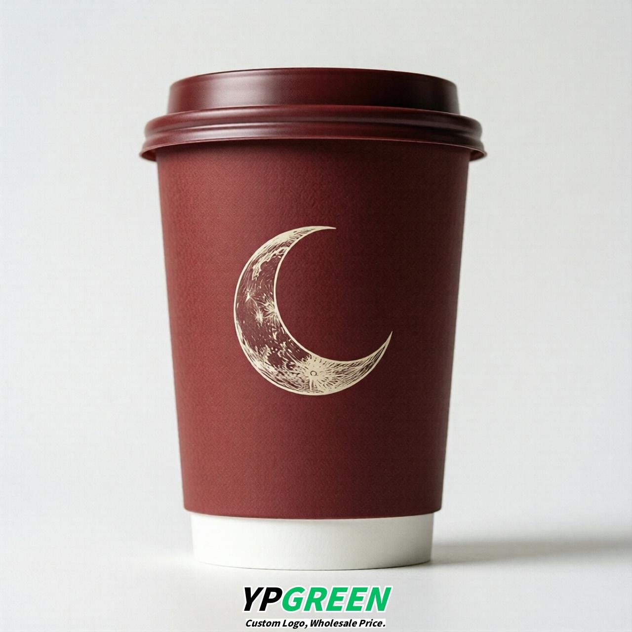 Crimson Moon Paper Cups with Lids 8-24oz