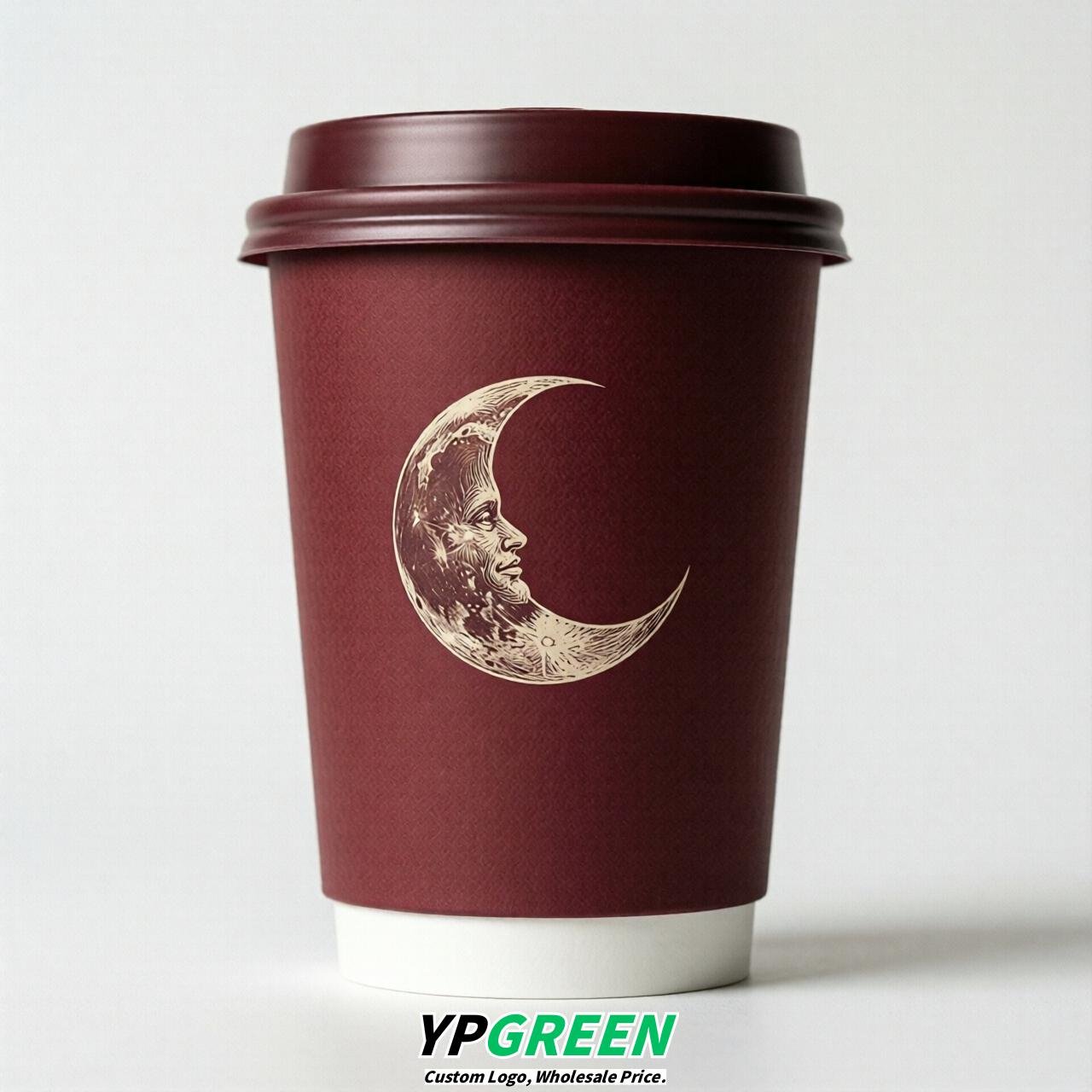Crimson Moon Paper Cups with Lids 8-24oz