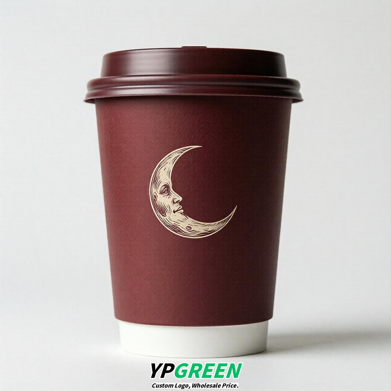 Crimson Moon Paper Cups with Lids 8-24oz