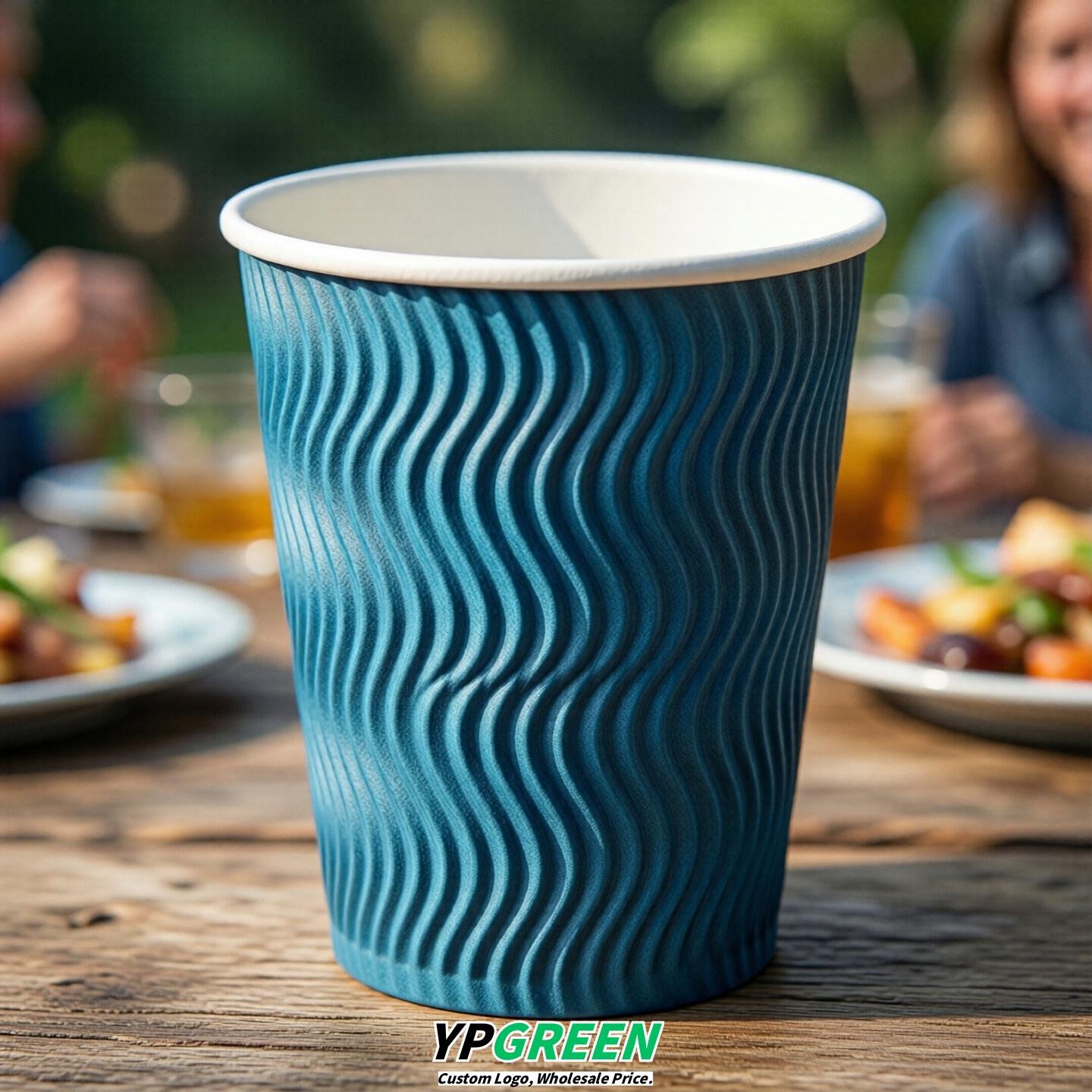 Cyan Embossed Paper Cups 10oz/12oz/16oz/20oz/22oz