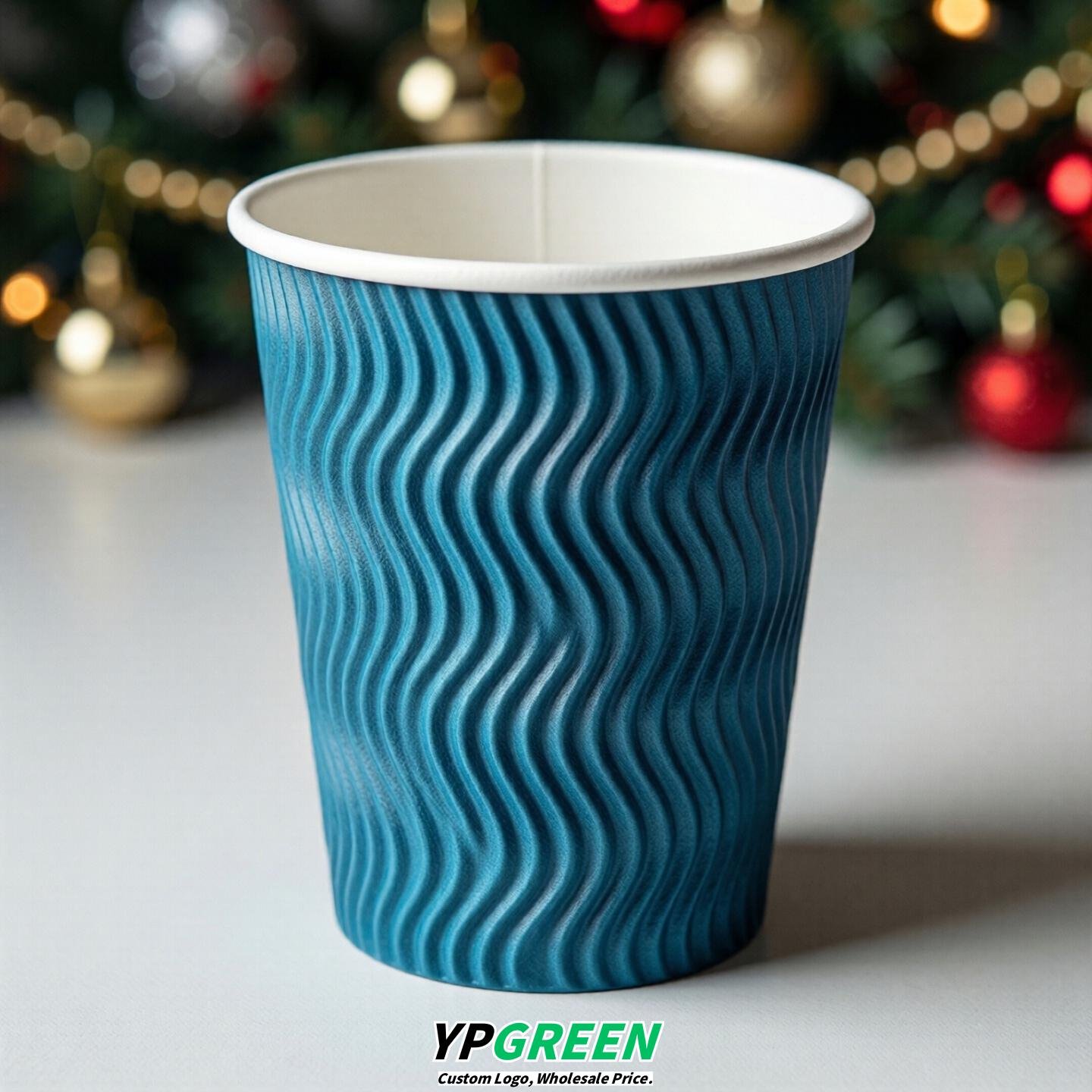 Cyan Embossed Paper Cups 10oz/12oz/16oz/20oz/22oz