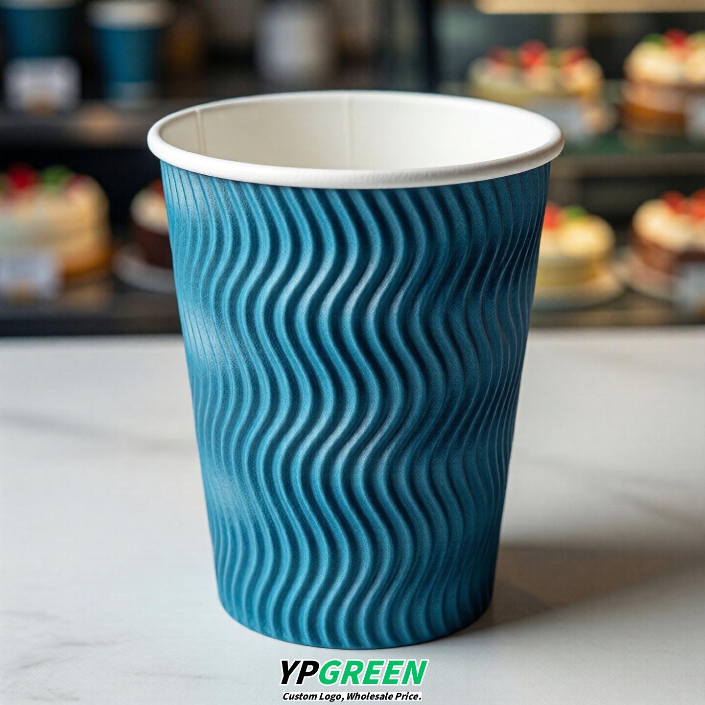 Cyan Embossed Paper Cups 10oz/12oz/16oz/20oz/22oz