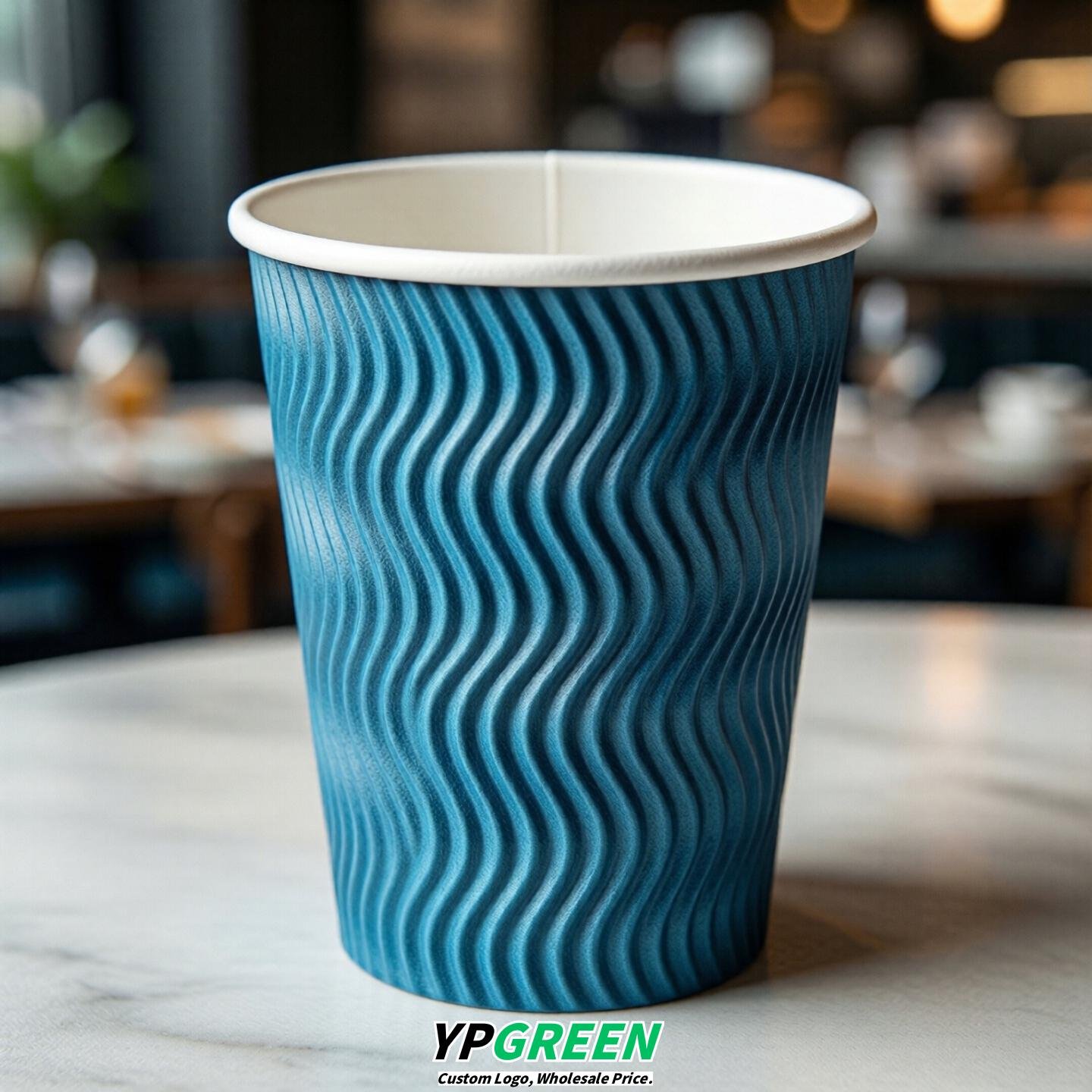 Cyan Embossed Paper Cups 10oz/12oz/16oz/20oz/22oz