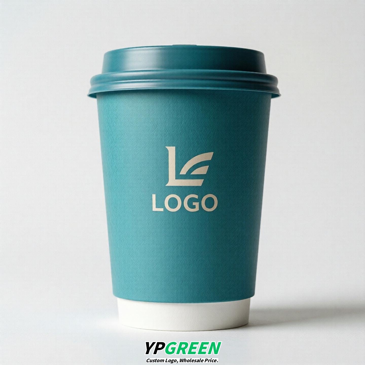 Cyan Custom Logo Paper Cups: 8-24oz & Double Wall