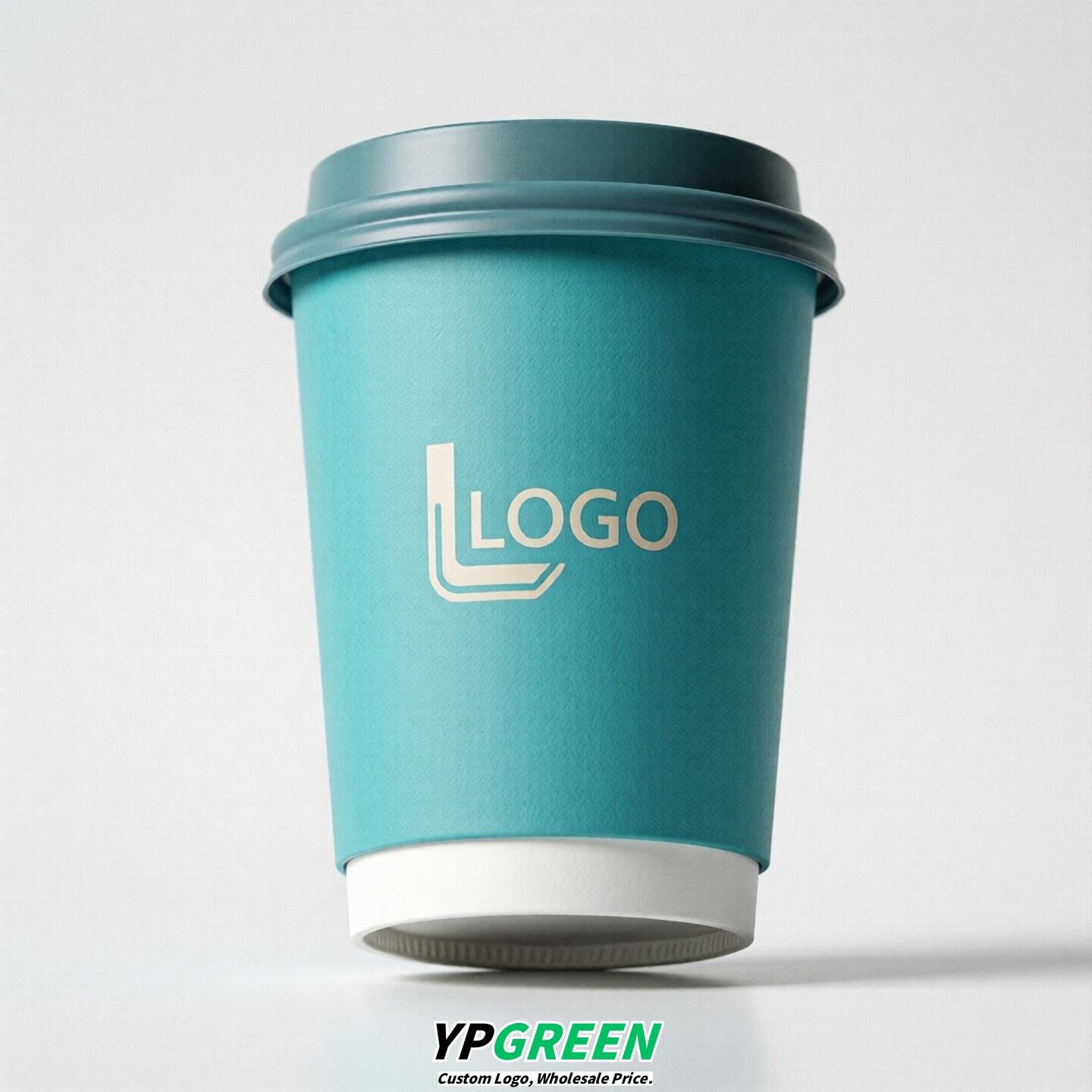 Cyan Custom Logo Paper Cups: 8-24oz & Double Wall