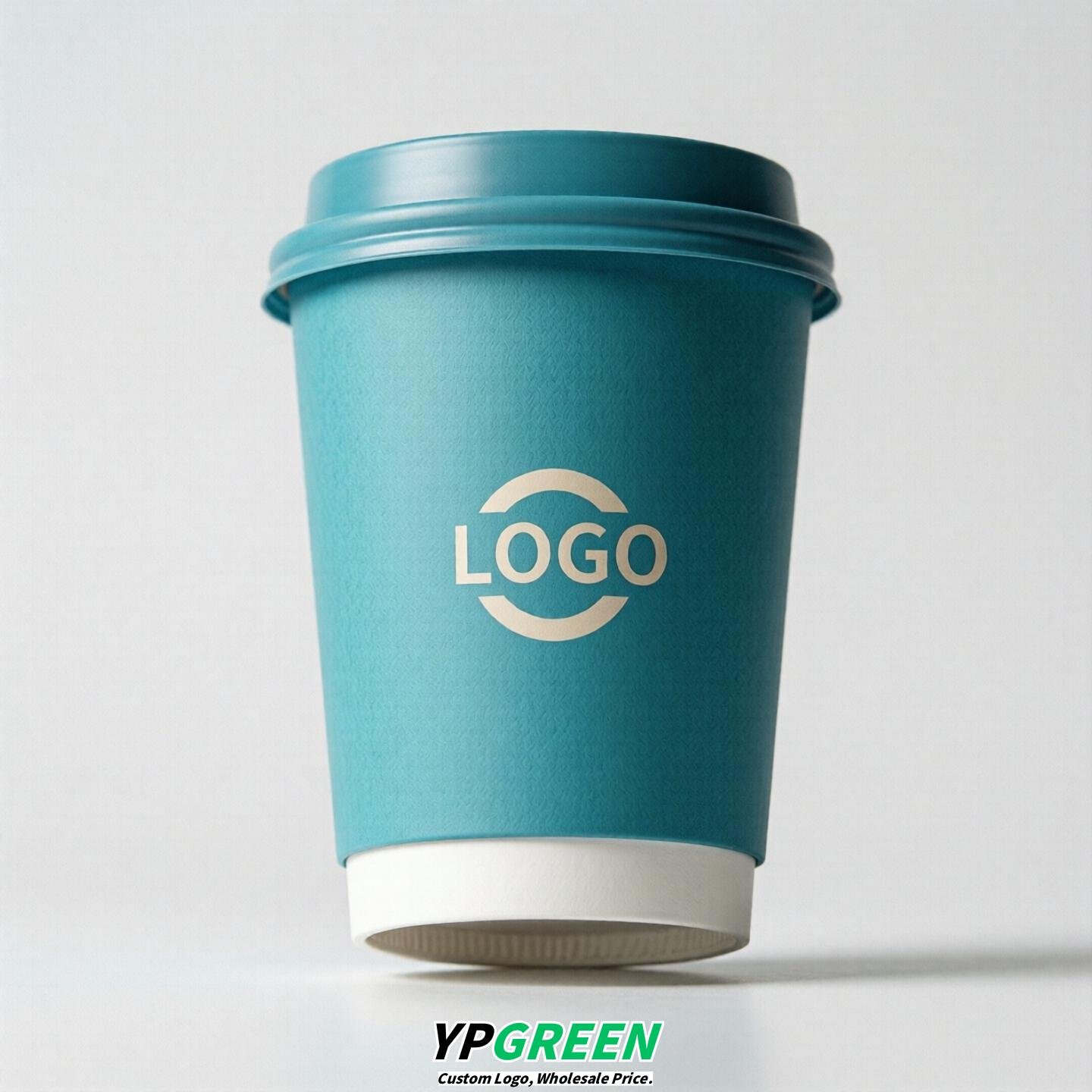 Cyan Custom Logo Paper Cups: 8-24oz & Double Wall