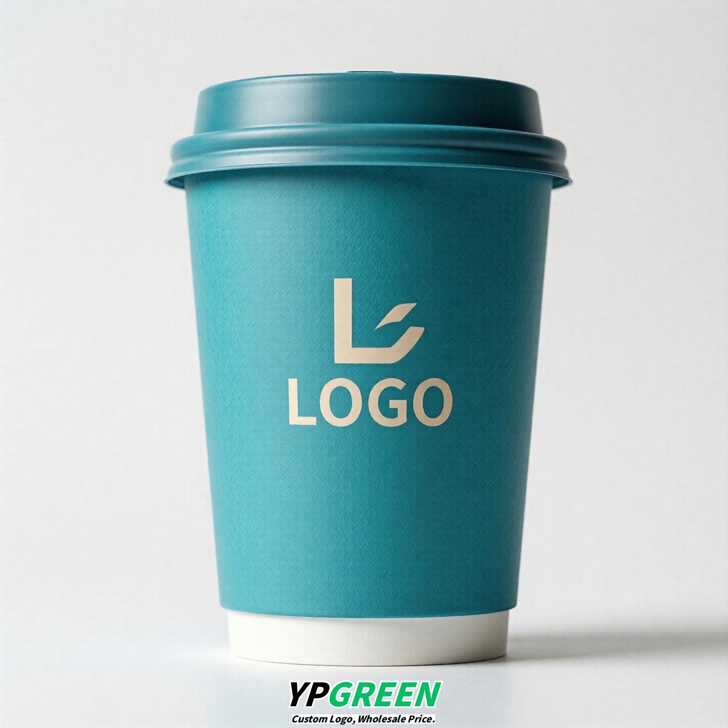 Cyan Custom Logo Paper Cups: 8-24oz & Double Wall