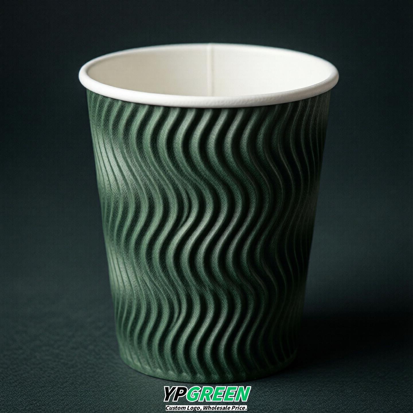 Dark Green Embossed Paper Cups 10oz/12oz/16oz/20oz/22oz