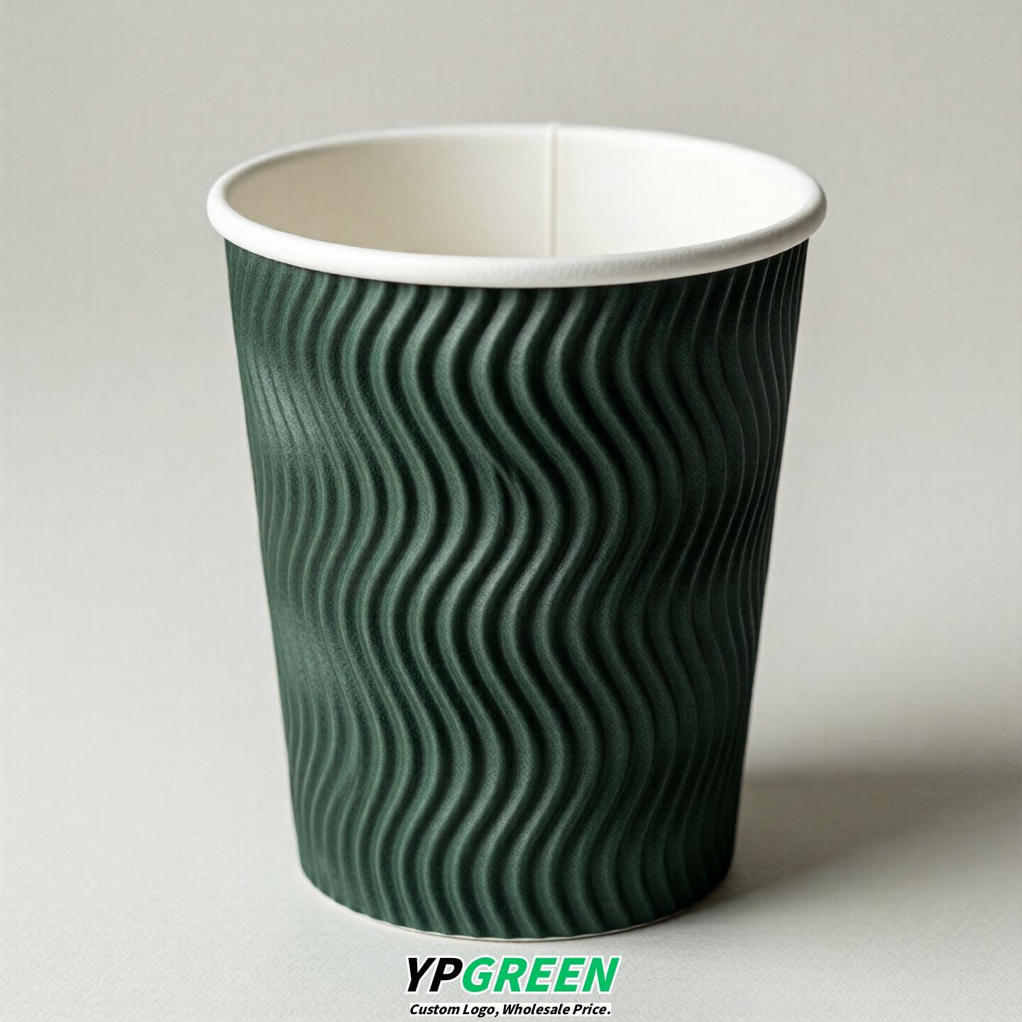 Dark Green Embossed Paper Cups 10oz/12oz/16oz/20oz/22oz