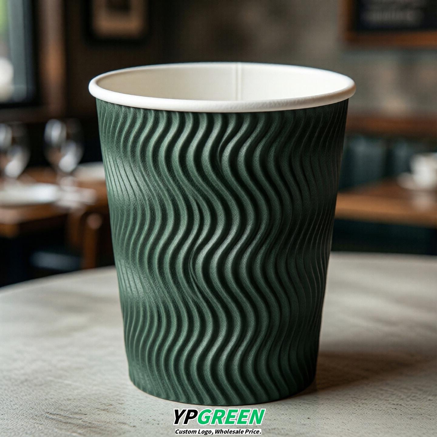 Dark Green Embossed Paper Cups 10oz/12oz/16oz/20oz/22oz