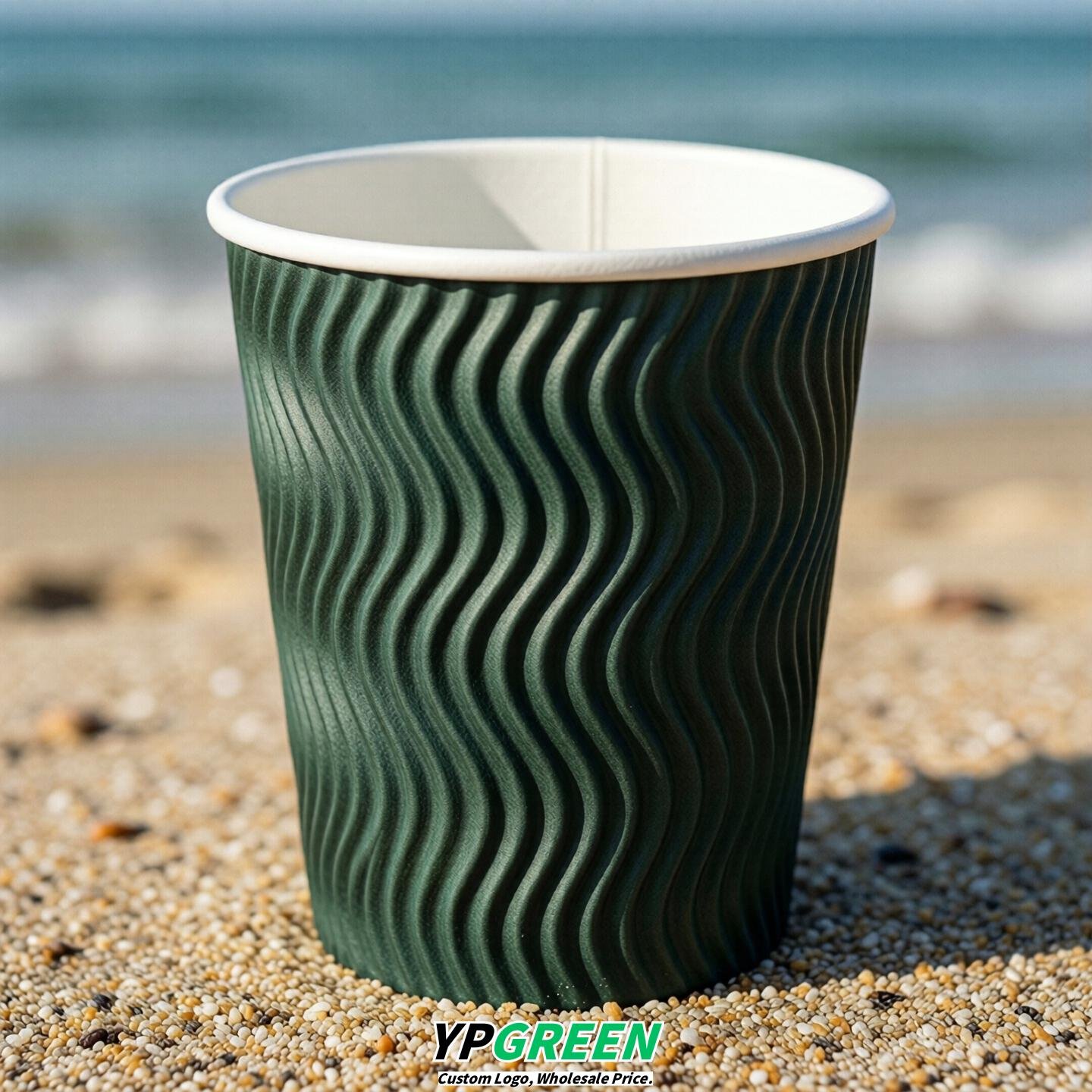 Dark Green Embossed Paper Cups 10oz/12oz/16oz/20oz/22oz Dark Green Embossed Paper Cups 10oz/12oz/16oz/20oz/22oz