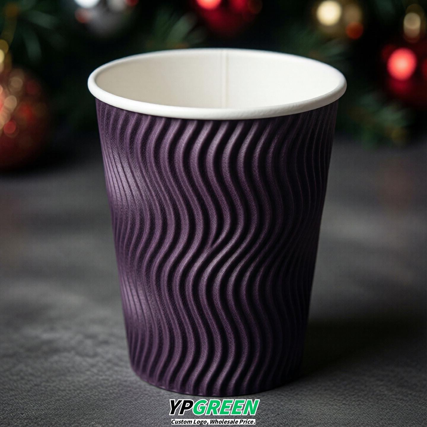 Dark Violet Embossed Paper Cups 10oz/12oz/16oz/20oz/22oz