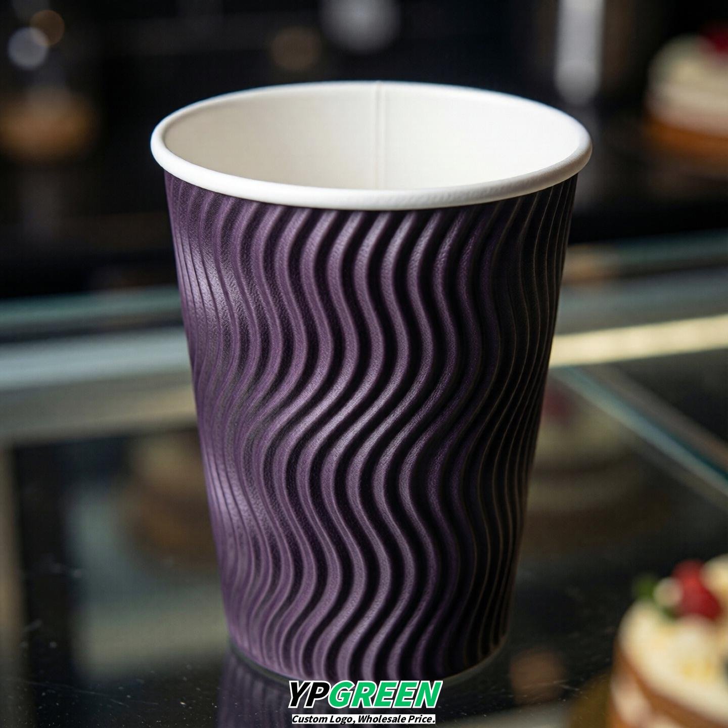 Dark Violet Embossed Paper Cups 10oz/12oz/16oz/20oz/22oz
