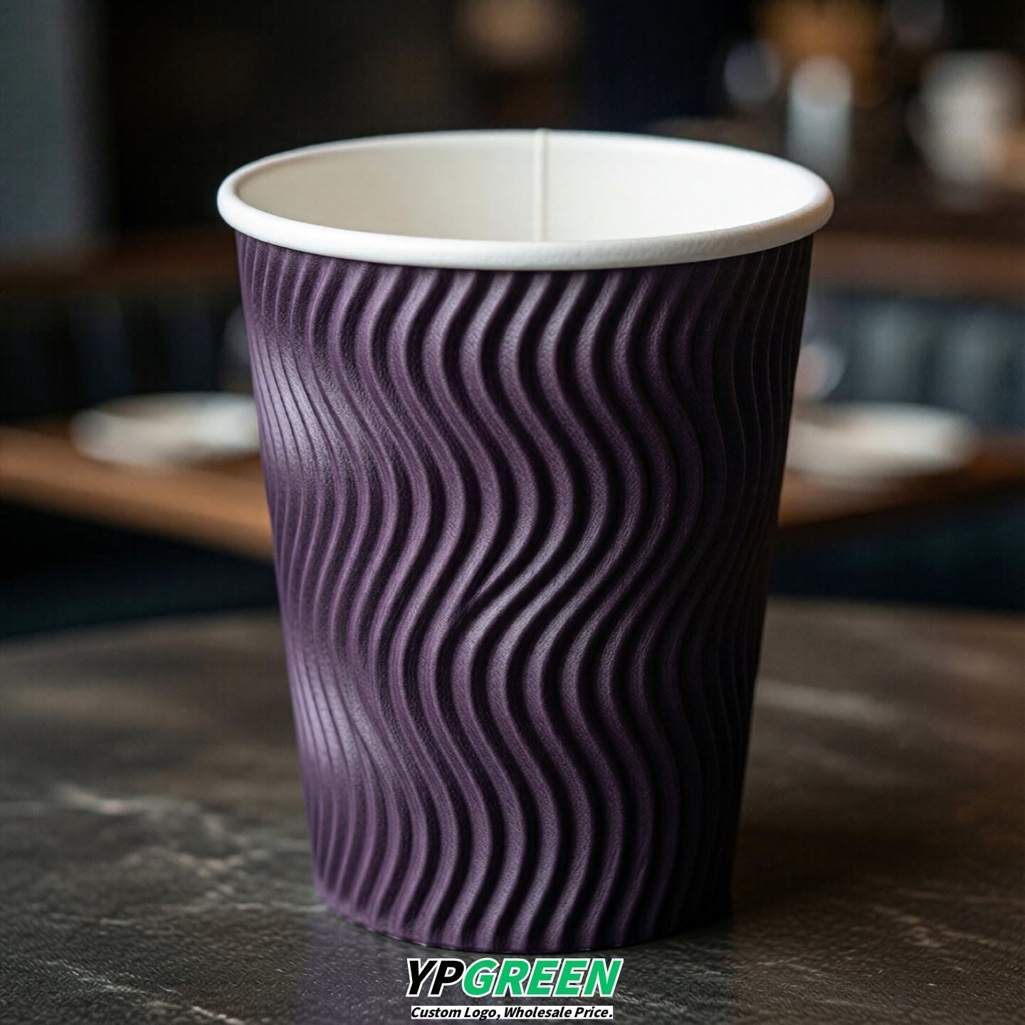 Dark Violet Embossed Paper Cups 10oz/12oz/16oz/20oz/22oz
