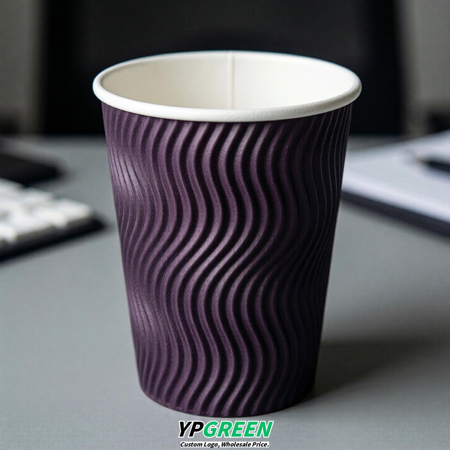 Dark Violet Embossed Paper Cups 10oz/12oz/16oz/20oz/22oz