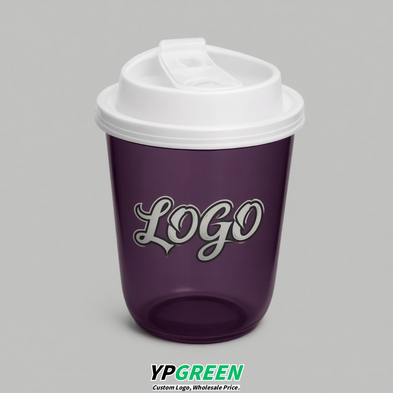 Dark Violet U Shape Cups with Lid - Custom Logo PP & PET Plastic Disposable