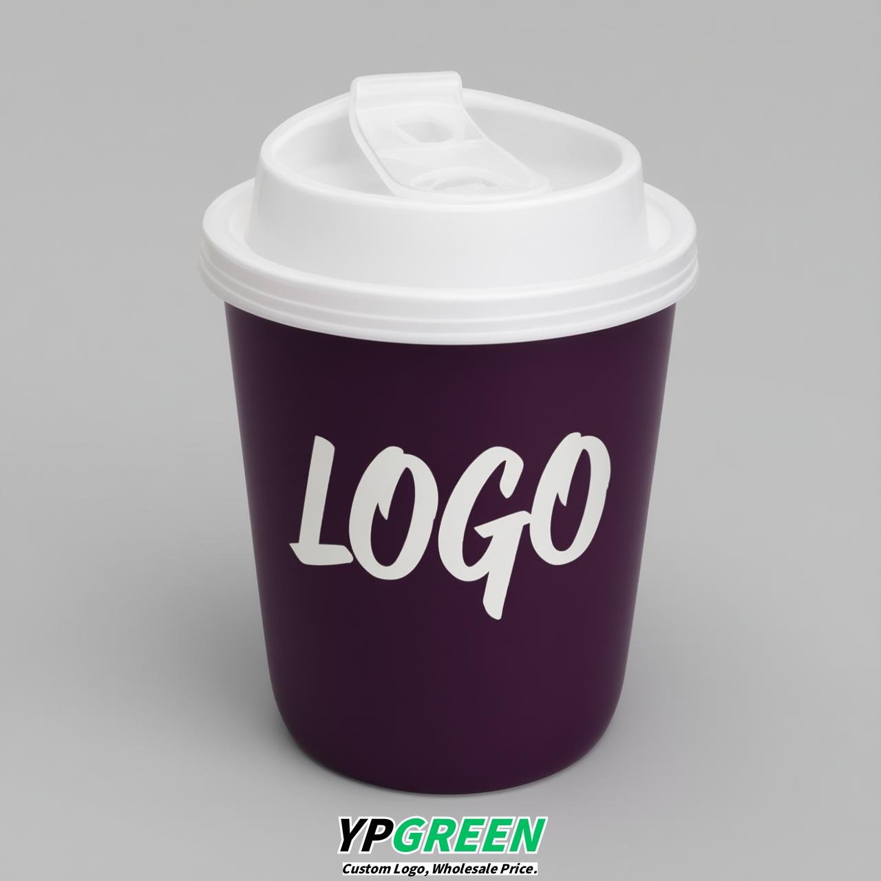Dark Violet U Shape Cups with Lid - Custom Logo PP & PET Plastic Disposable