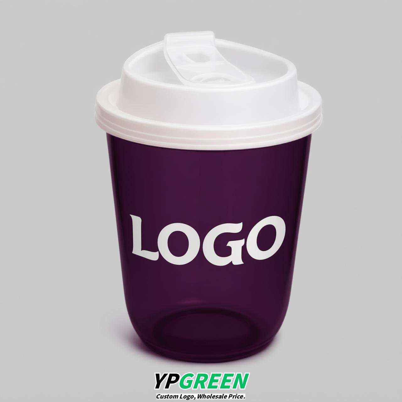 Dark Violet U Shape Cups with Lid - Custom Logo PP & PET Plastic Disposable