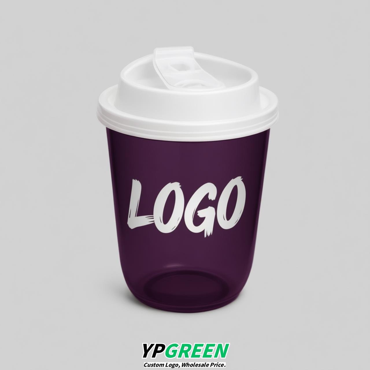 Dark Violet U Shape Cups with Lid - Custom Logo PP & PET Plastic Disposable