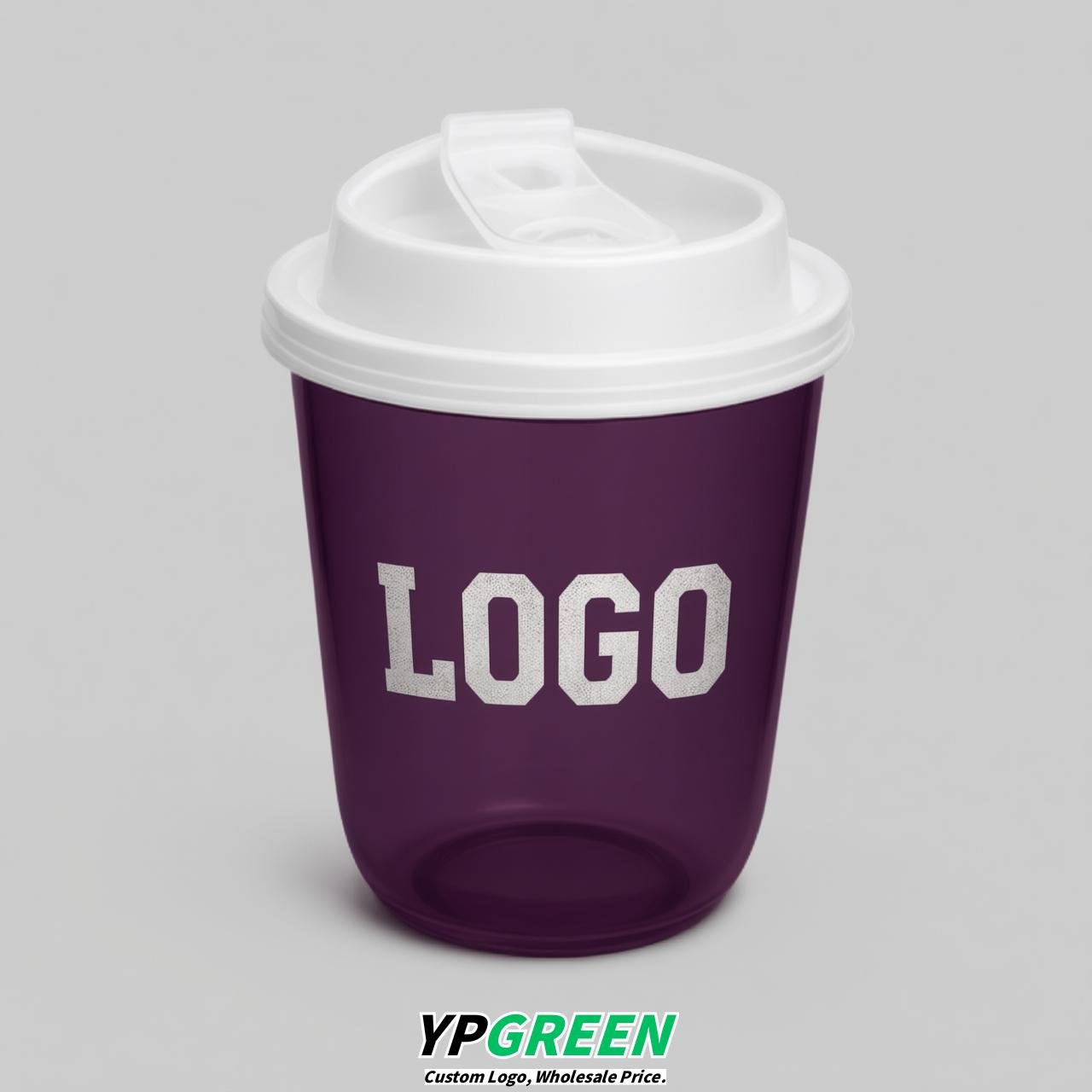 Dark Violet U Shape Cups with Lid - Custom Logo PP & PET Plastic Disposable
