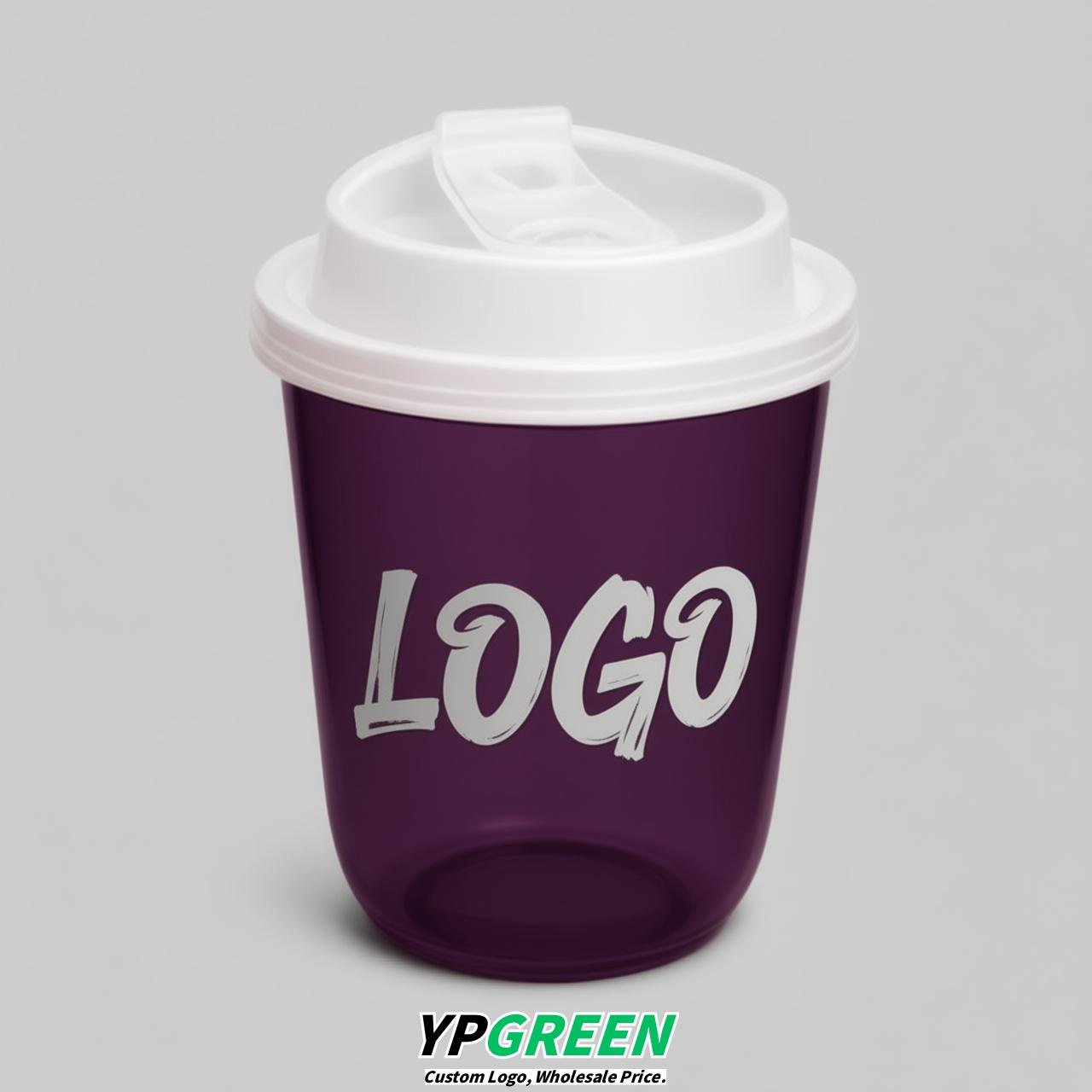 Dark Violet U Shape Cups with Lid - Custom Logo PP & PET Plastic Disposable