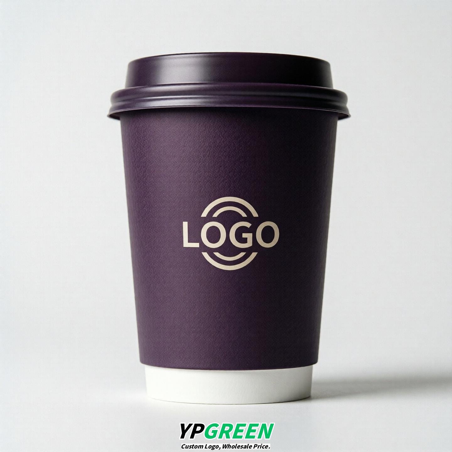 Dark Violet Custom Logo Paper Cups: 8-24oz & Double Wall