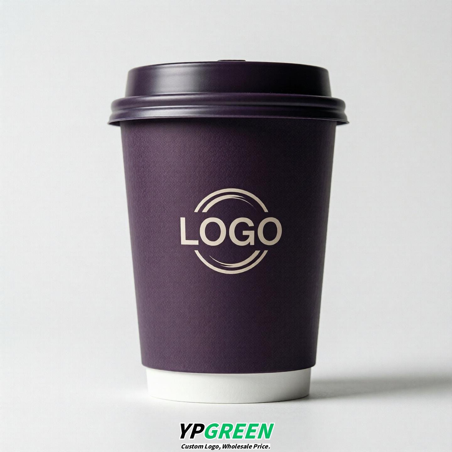 Dark Violet Custom Logo Paper Cups: 8-24oz & Double Wall