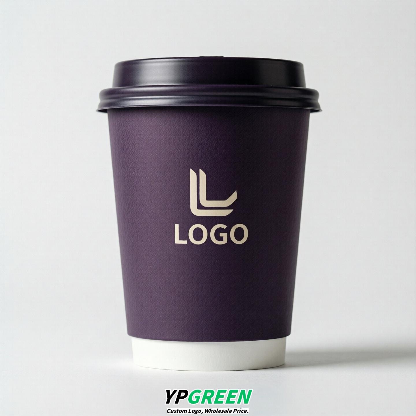 Dark Violet Custom Logo Paper Cups: 8-24oz & Double Wall