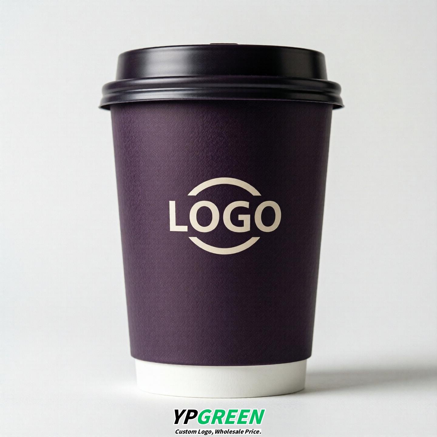 Dark Violet Custom Logo Paper Cups: 8-24oz & Double Wall