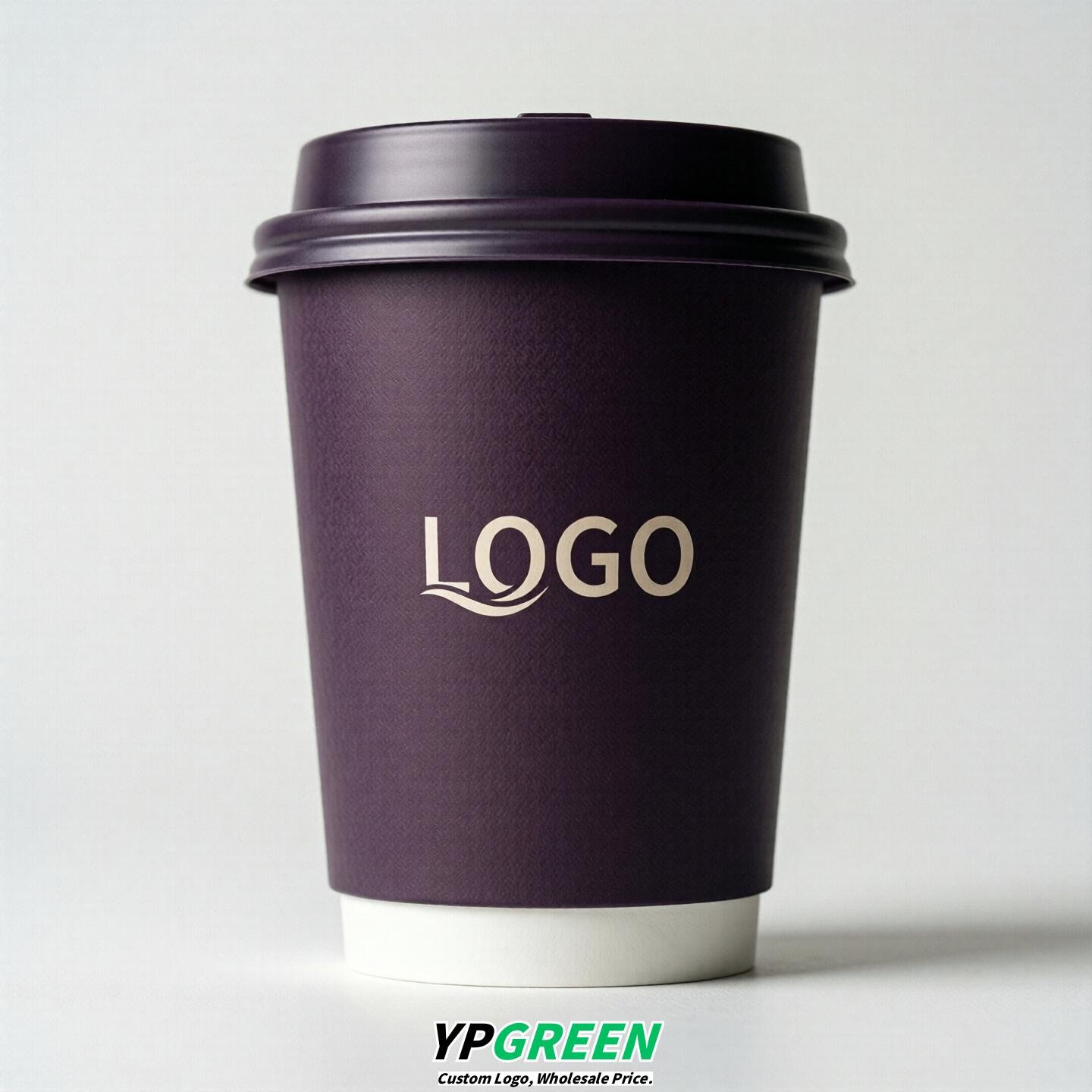 Dark Violet Custom Logo Paper Cups: 8-24oz & Double Wall