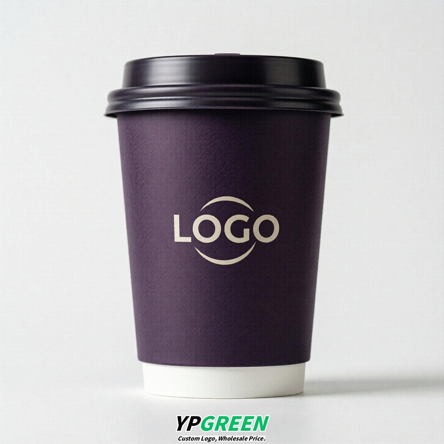 Dark Violet Custom Logo Paper Cups: 8-24oz & Double Wall