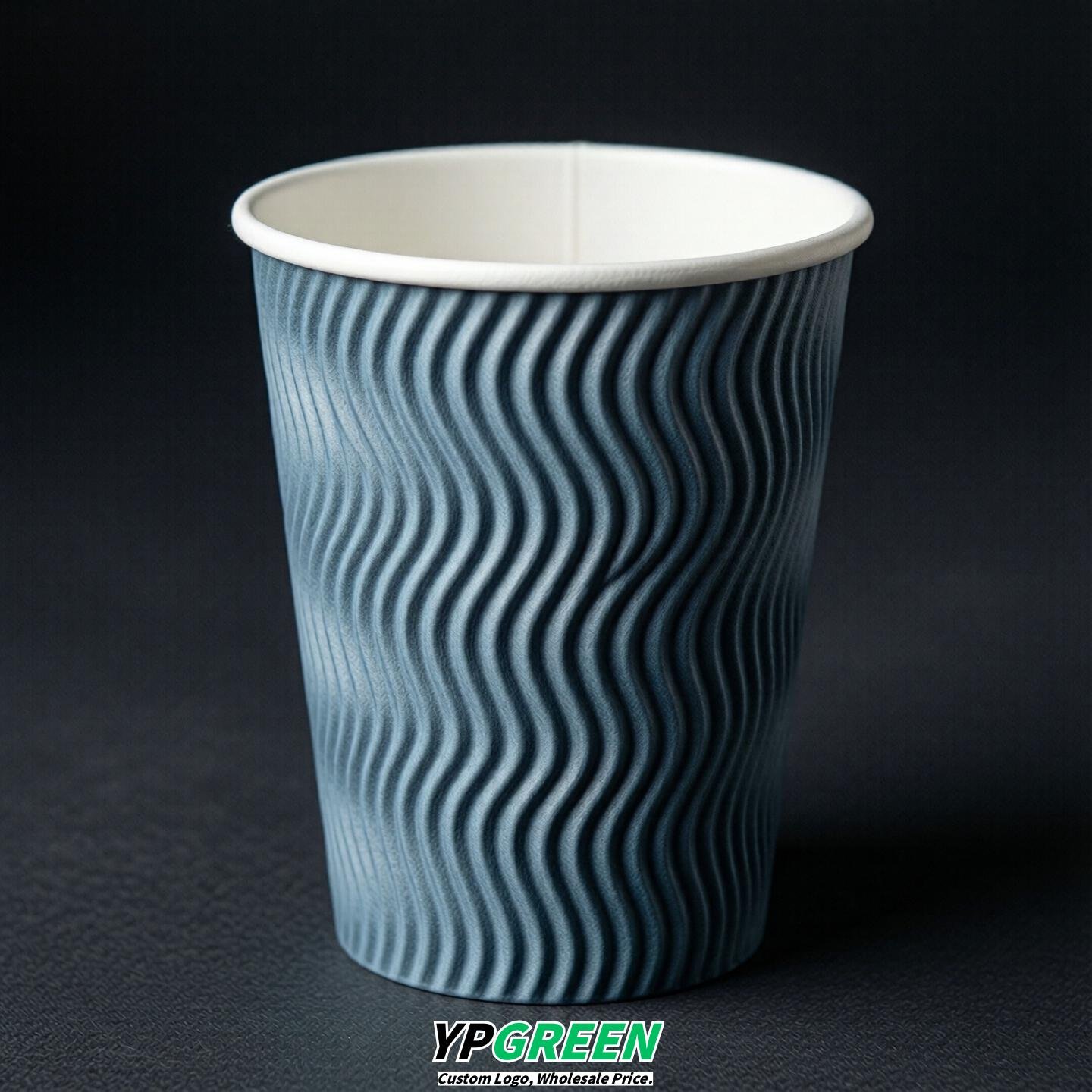 Dusty Blue Embossed Paper Cups 10oz/12oz/16oz/20oz/22oz