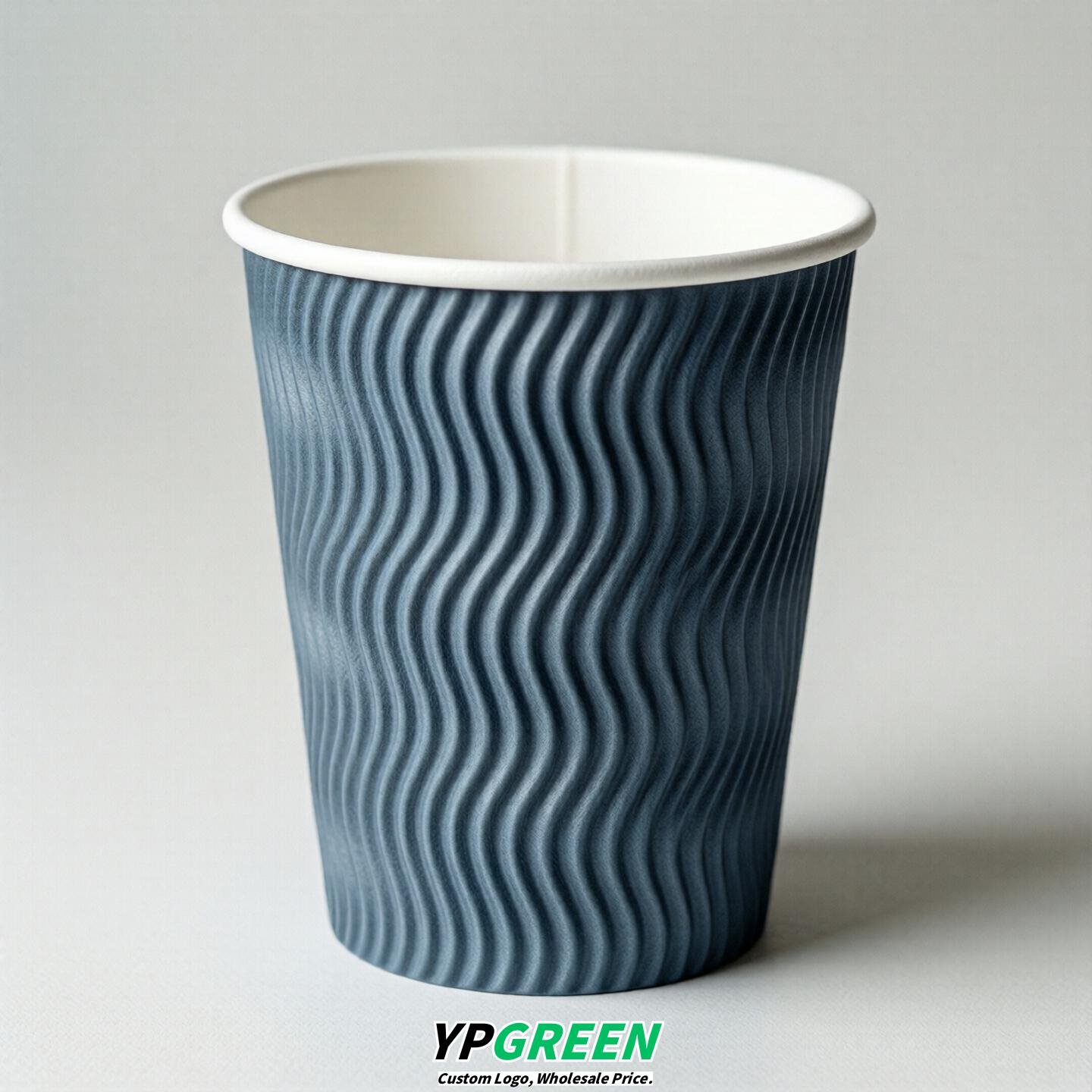 Dusty Blue Embossed Paper Cups 10oz/12oz/16oz/20oz/22oz