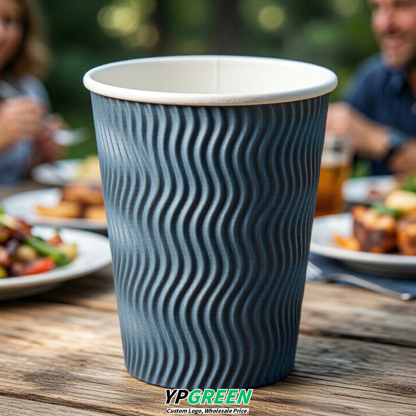 Dusty Blue Embossed Paper Cups 10oz/12oz/16oz/20oz/22oz