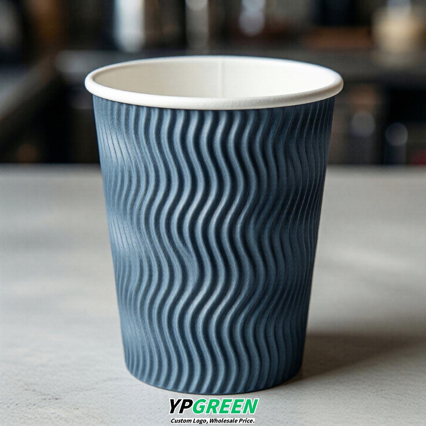 Dusty Blue Embossed Paper Cups 10oz/12oz/16oz/20oz/22oz