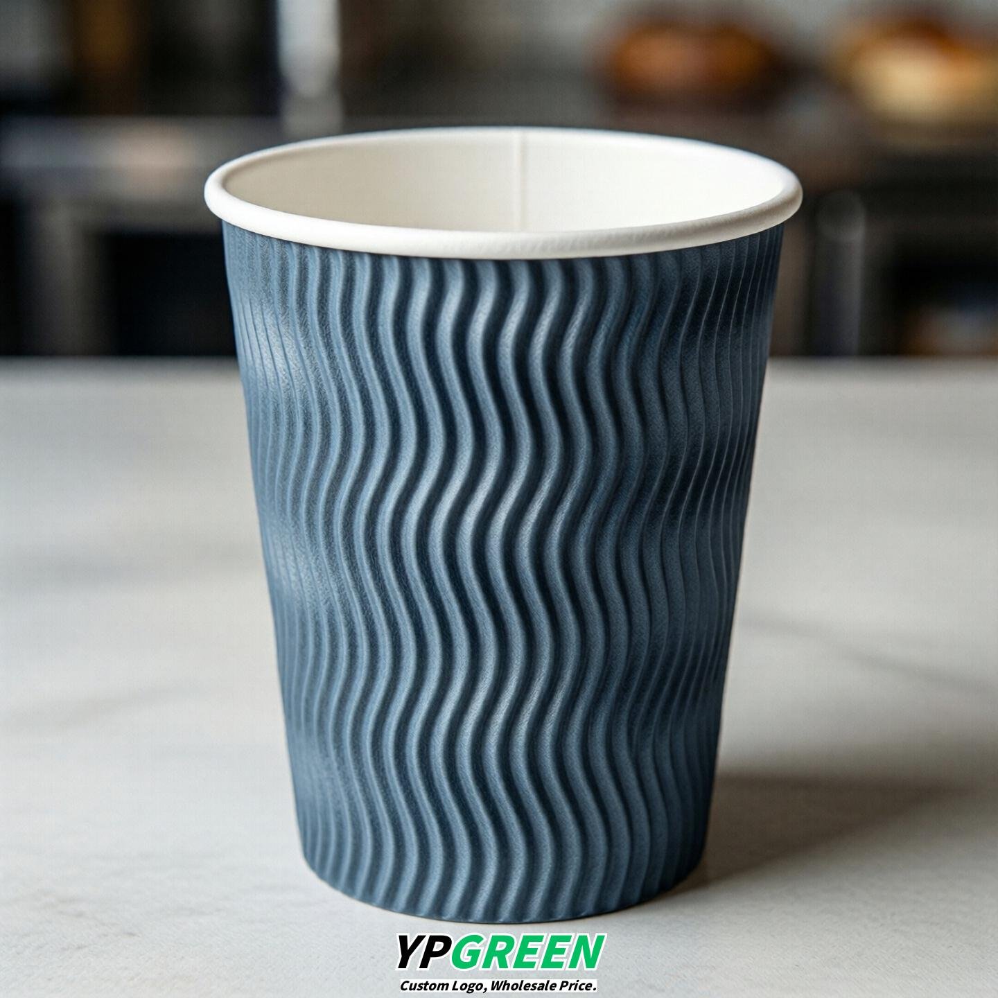 Dusty Blue Embossed Paper Cups 10oz/12oz/16oz/20oz/22oz