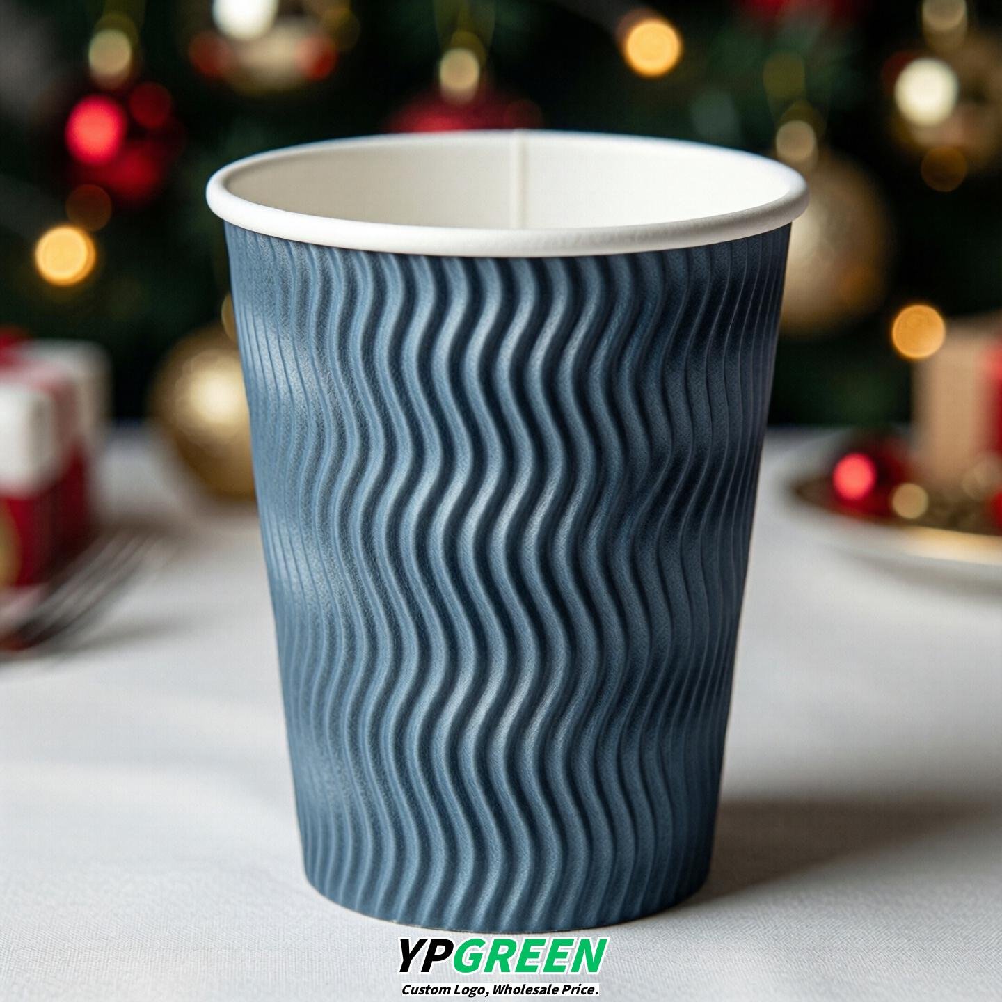 Dusty Blue Embossed Paper Cups 10oz/12oz/16oz/20oz/22oz