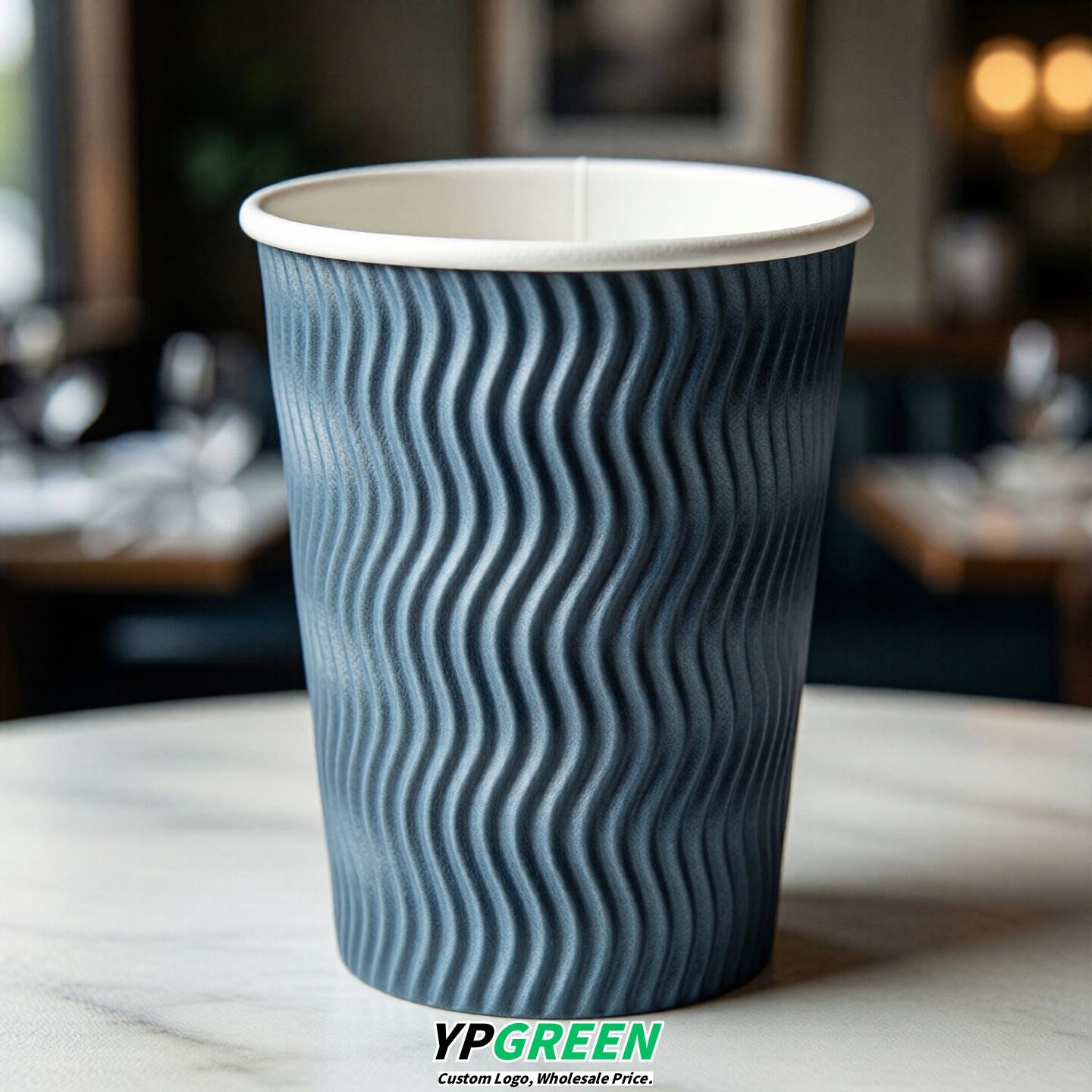 Dusty Blue Embossed Paper Cups 10oz/12oz/16oz/20oz/22oz