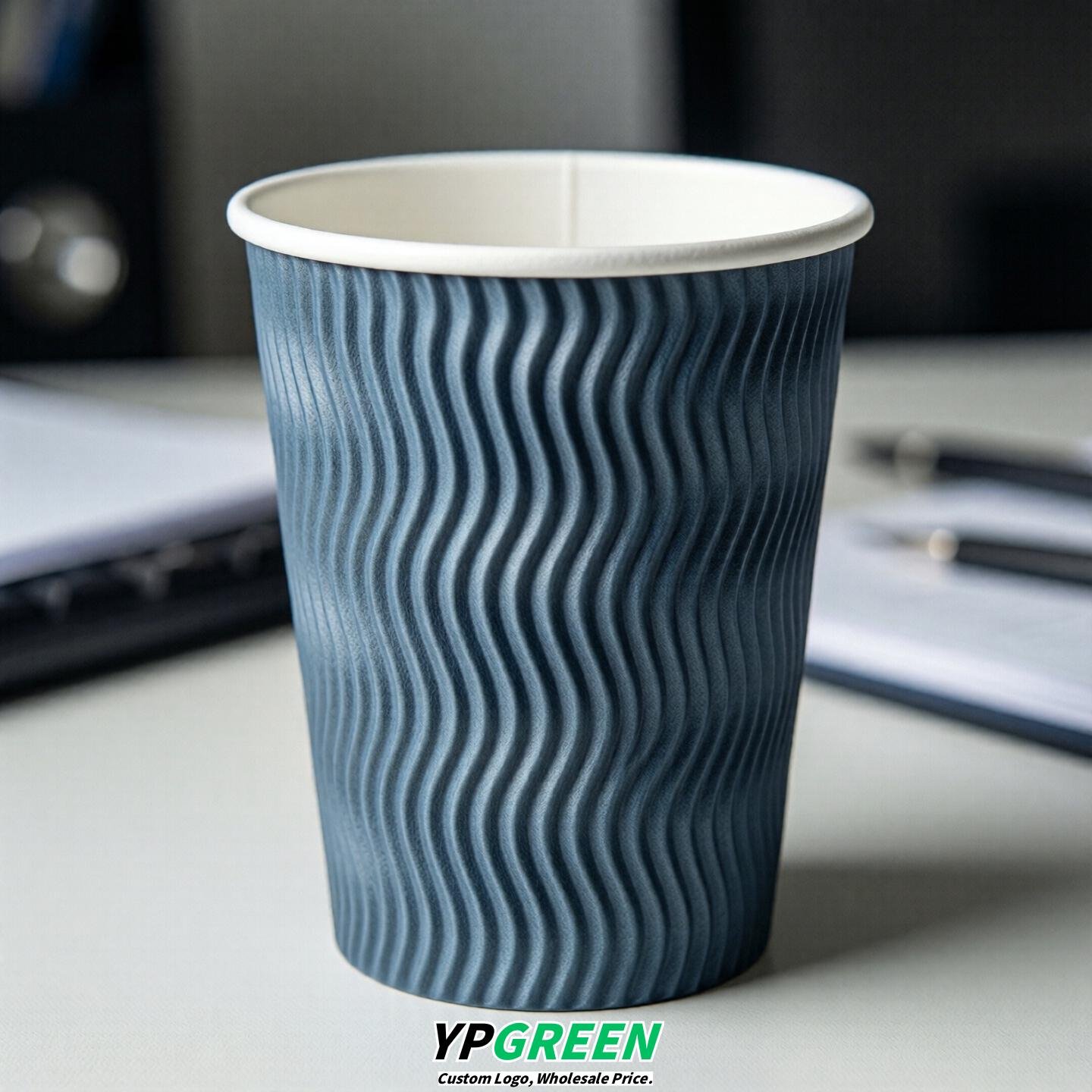 Dusty Blue Embossed Paper Cups 10oz/12oz/16oz/20oz/22oz