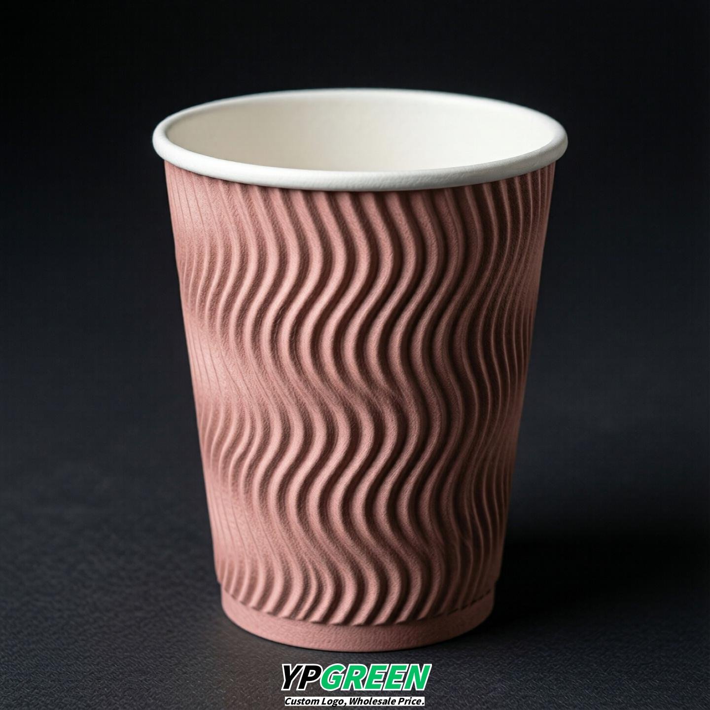 Dusty Pink Embossed Paper Cups 10oz/12oz/16oz/20oz/22oz