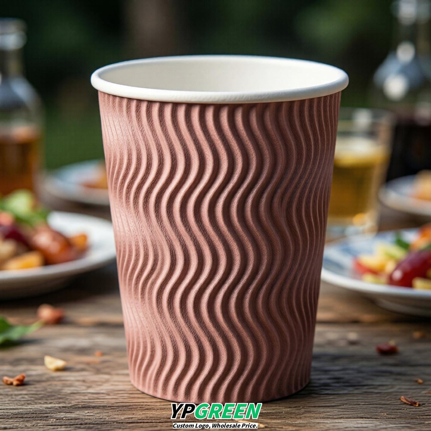 Dusty Pink Embossed Paper Cups 10oz/12oz/16oz/20oz/22oz