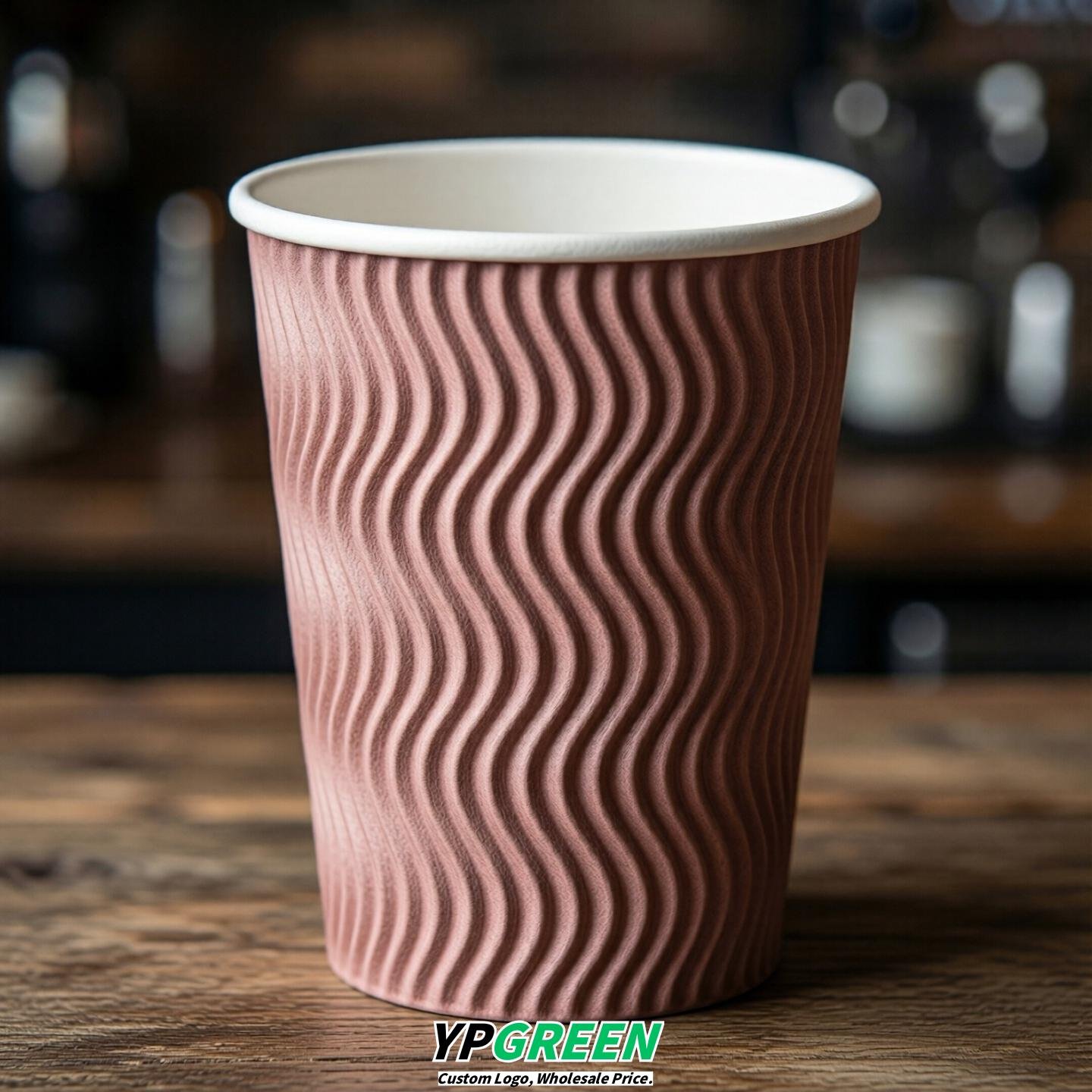 Dusty Pink Embossed Paper Cups 10oz/12oz/16oz/20oz/22oz