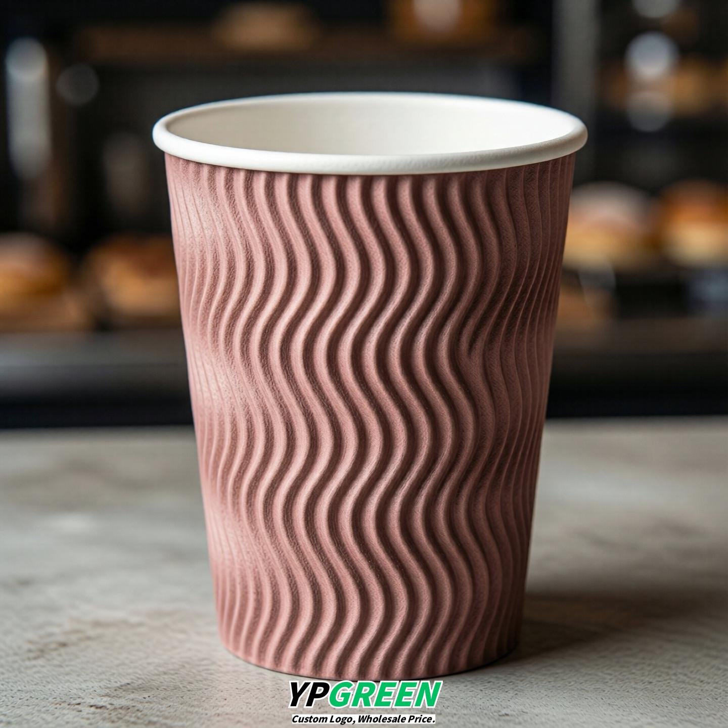 Dusty Pink Embossed Paper Cups 10oz/12oz/16oz/20oz/22oz