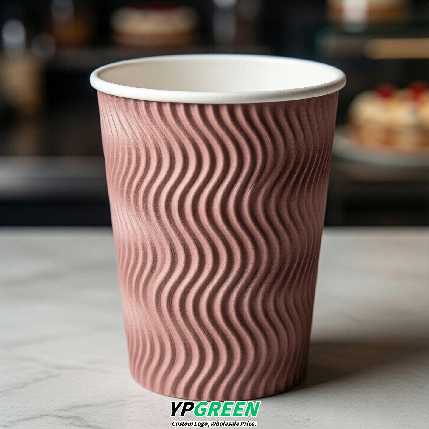 Dusty Pink Embossed Paper Cups 10oz/12oz/16oz/20oz/22oz