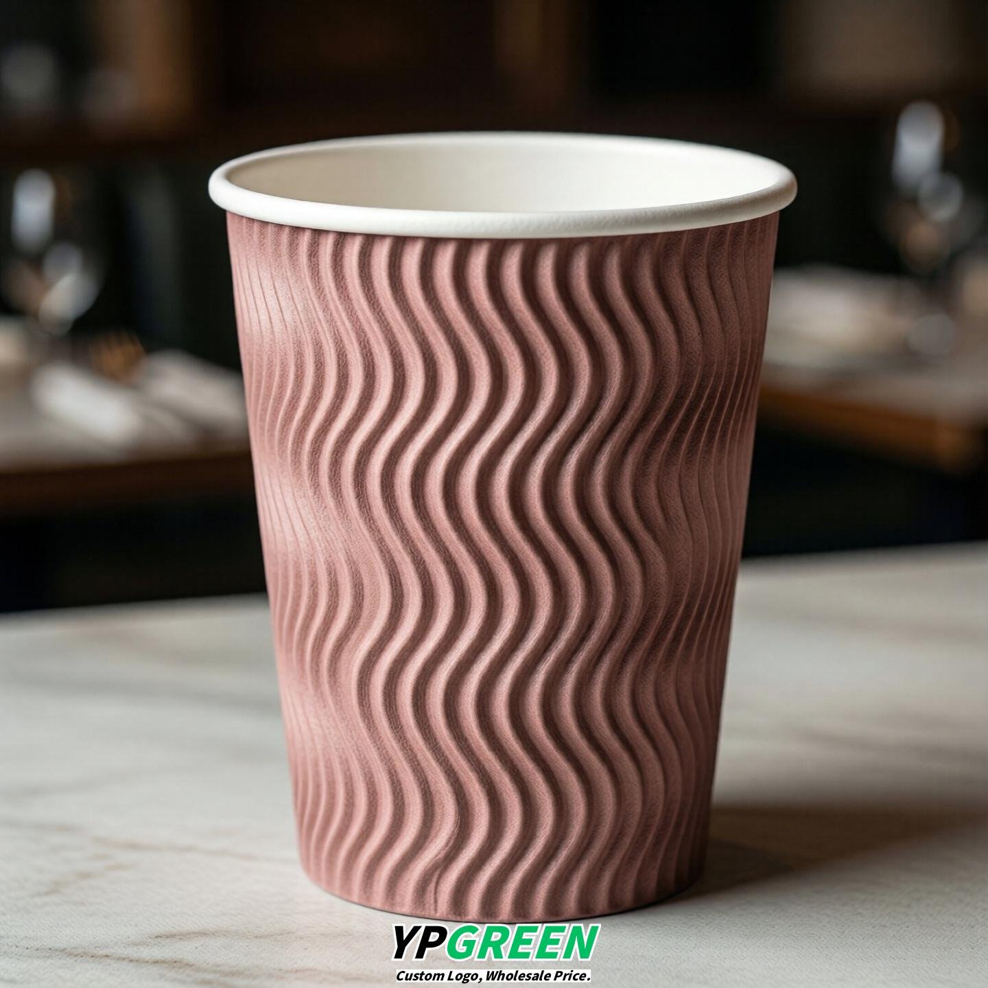 Dusty Pink Embossed Paper Cups 10oz/12oz/16oz/20oz/22oz
