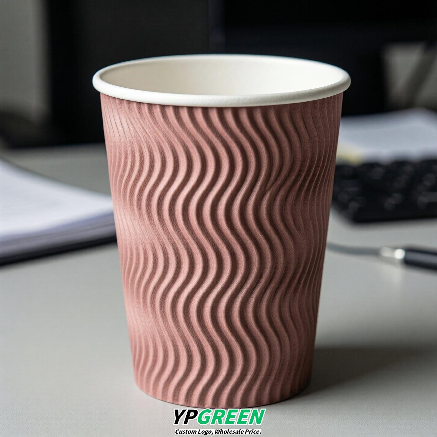 Dusty Pink Embossed Paper Cups 10oz/12oz/16oz/20oz/22oz