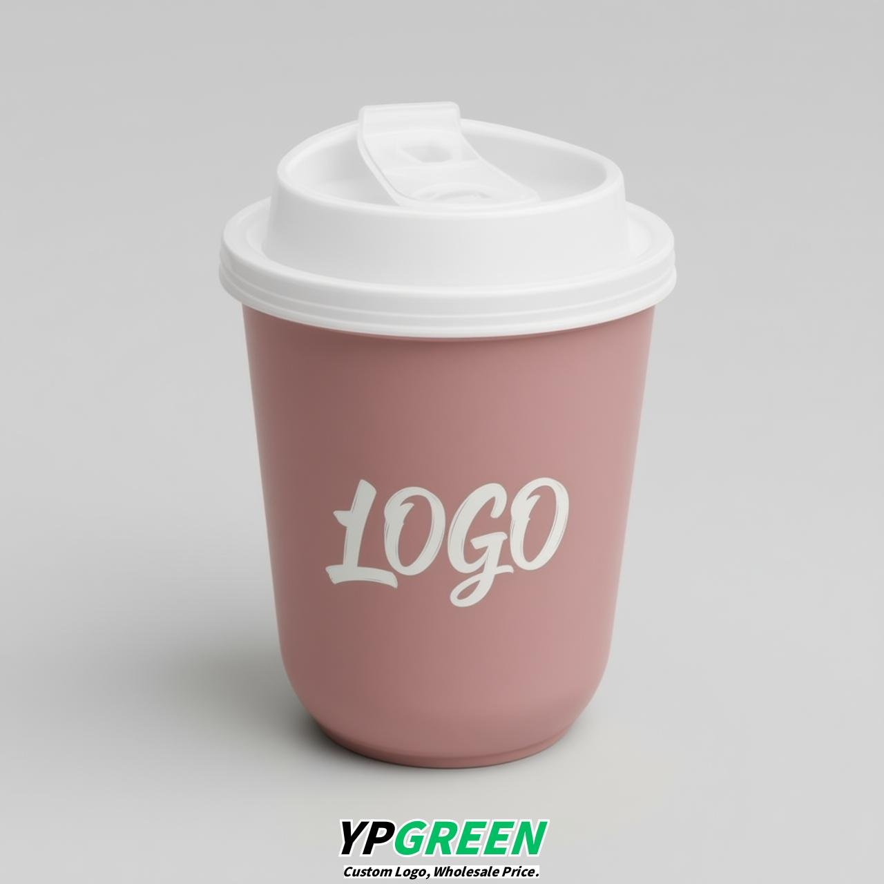 Dusty Pink U Shape Cups with Lid - Custom Logo PP & PET Plastic Disposable